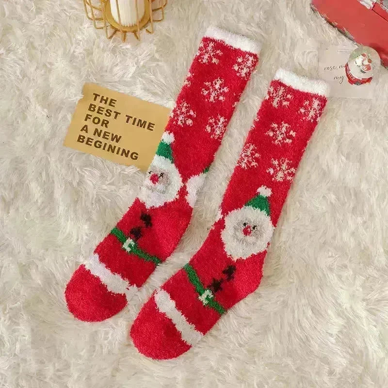 Coral Fleece Stockings Cartoon Thermal Christmas Room Socks - EX-STOCK CANADA