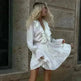 Casual Fashion V Neck Pleated Ruffle Long Sleeve Dress Y2K V Neck Flared Sleeve Short Mini Skater Dress Women's Clothing - EX-STOCK CANADA