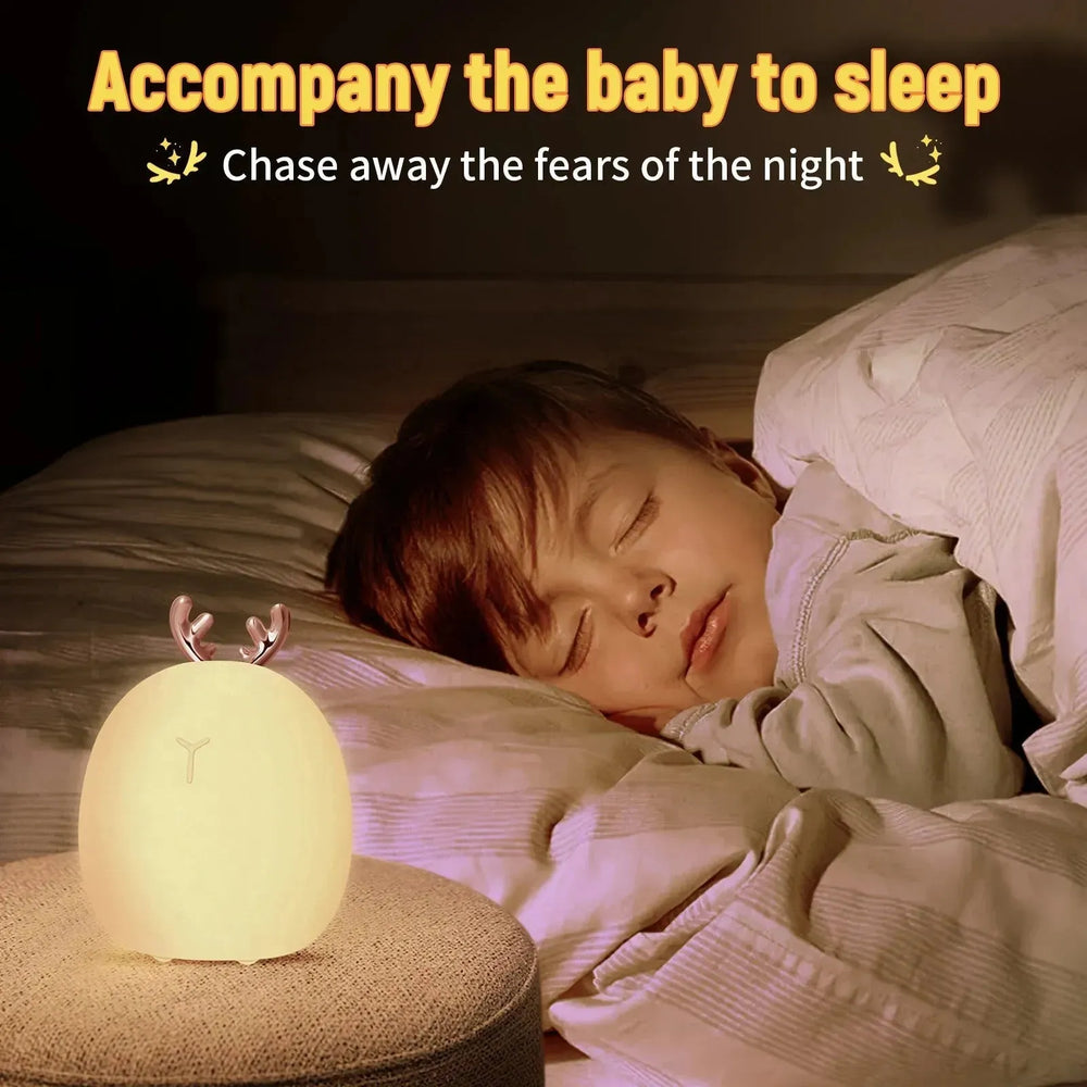Baby Feeding, Adjustable, Creative, Rabbit, Elk Touch Light, Clap Light, Small Electric Light, Soft Baby Lamp toy - EX-STOCK CANADA