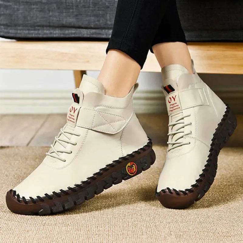 Women Snow Boots Winter Warm Lace Up Plush Ankle Boots With Sewing Thread Design New Waterproof Non-slip Platform Cozy Shoes - EX-STOCK Canada
