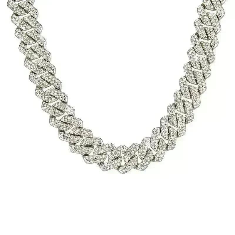 Box Buckle 14mm Bar Cuban Link Chain Bracelet and Necklace 2pcs - EX-STOCK CANADA