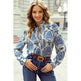 Elegant floral long sleeve work tops womens professional work blouses - EX-STOCK CANADA