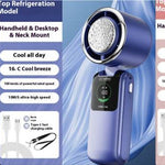 New Ice Pack High-Speed Handheld Eletirc Fan Speed Adjustable Folding Mini Fan Portable Outdoor Hanging Neck Small Fan - EX-STOCK Canada