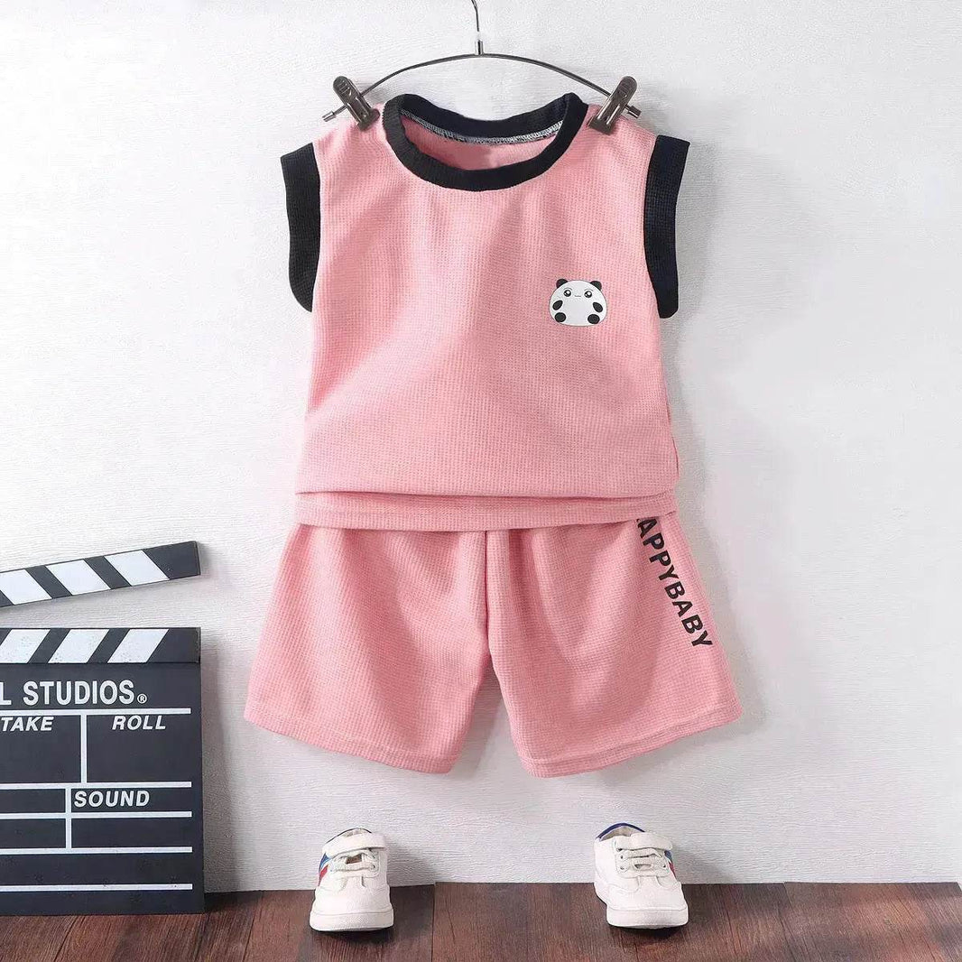 Children's Vest Suit Western Style Sleeveless Waffle two piece for boys casual wears for boys. - EX-STOCK Canada