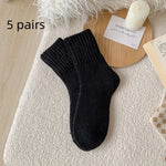 Black Winter Warm Thickened Knitted Ribbed Floor Socks – Beige, Black, Khaki, Caramel & Deep Coffee