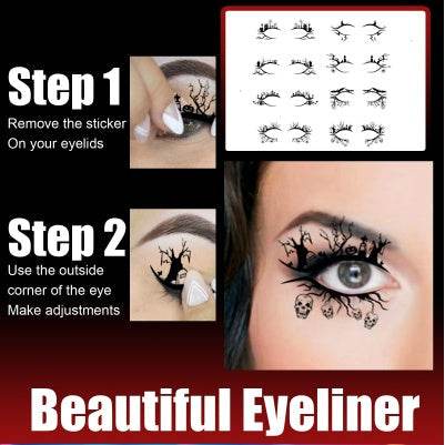 Halloween Eyeliner Patch, Scary Fashion Party Makeup Kit Bat Spider Decorative Eyeliner Eyeshadow Patch - EX-STOCK Canada