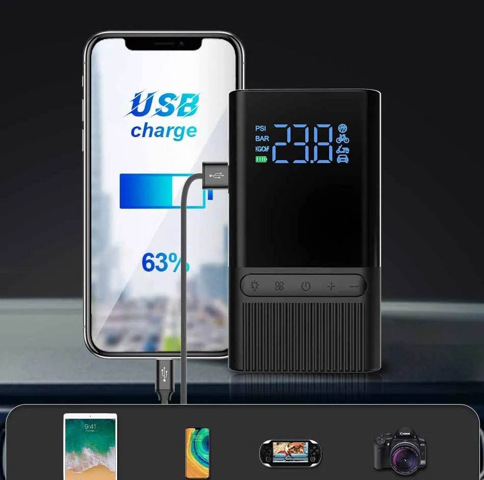 Inflatable Pump Air Compressor For Bicycle Car Boat Tire Inflator Portable Rechargeable - EX-STOCK Canada