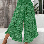Women's Floral Smocked High Waist Wide Leg Palazzo Pants – Boho Casual Trousers S–XXL