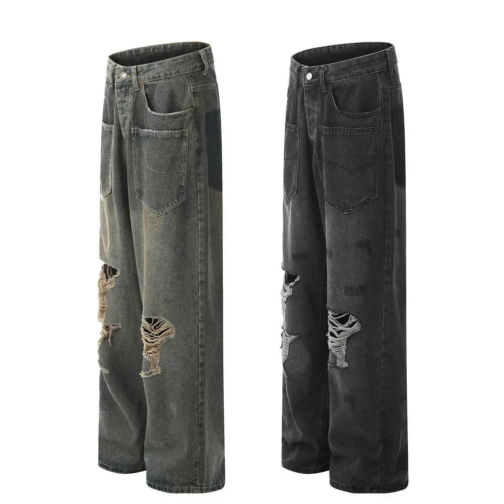 Pocket Design Loose Denim Straight-leg Trousers Men Jeans - EX-STOCK CANADA