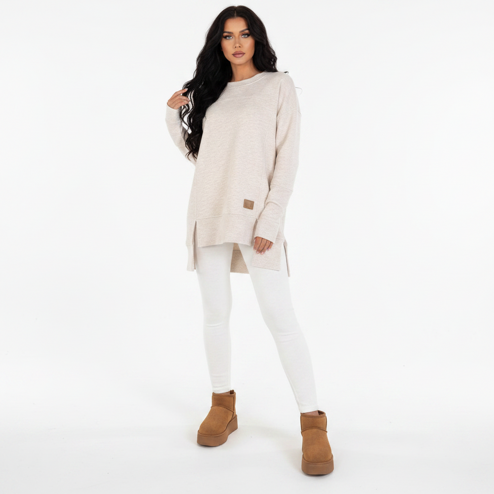 Women's Slit Long Sleeve Top & Trousers Suit | White, Black, Army Green, Reddish Brown | S–XXXL 