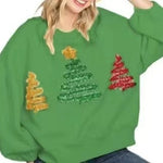 Women's Christmas Tree Casual Pullover Long Sleeve Sweater EX-STOCK Canada 