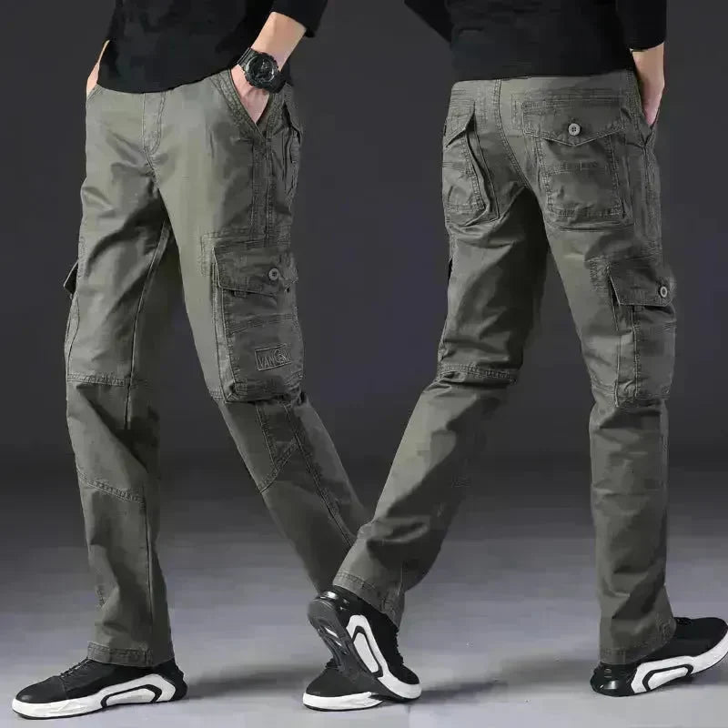 Overalls Men's Outdoor Casual Trousers Pure Cotton Straight Loose Multi-pocket Cargo Pant - EX-STOCK CANADA