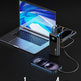 A portable power bank shown with a laptop, smartphone, and tablet on a dark background, with marketing text highlighting 25,000 mAh capacity and charging rates for MacBook Air, iPhone 15 Pro, Huawei Mate60 Pro, and iPad Pro.