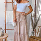 Casual Spring Summer Elastic Waist Pleated Mid Waist printed Maxi Skirt - EX-STOCK Canada