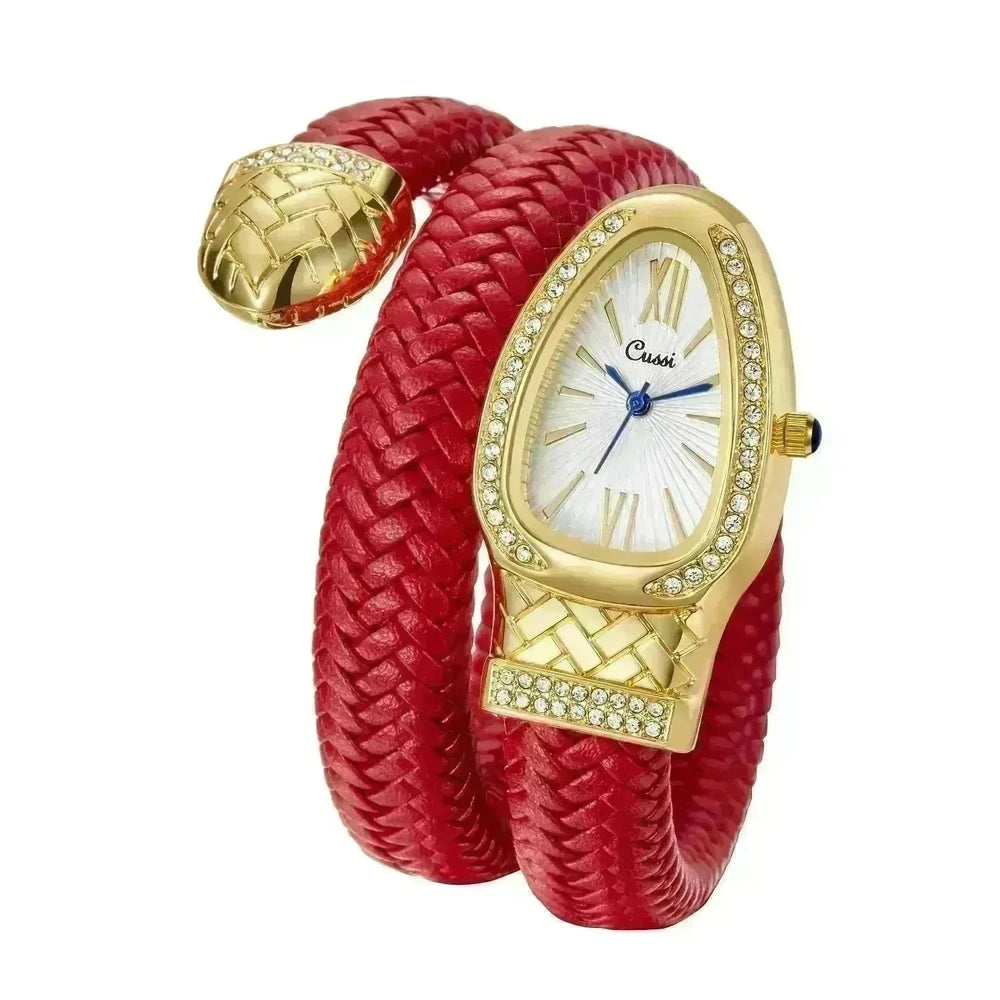 Snake Watch Fashion Quartz Watch Diamond Leather Strap - EX-STOCK CANADA