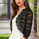 Women's Solid Color Cropped Lace Cardigan - Summer Fashion Medium-Long Sleeve Open Front Top EX-STOCK