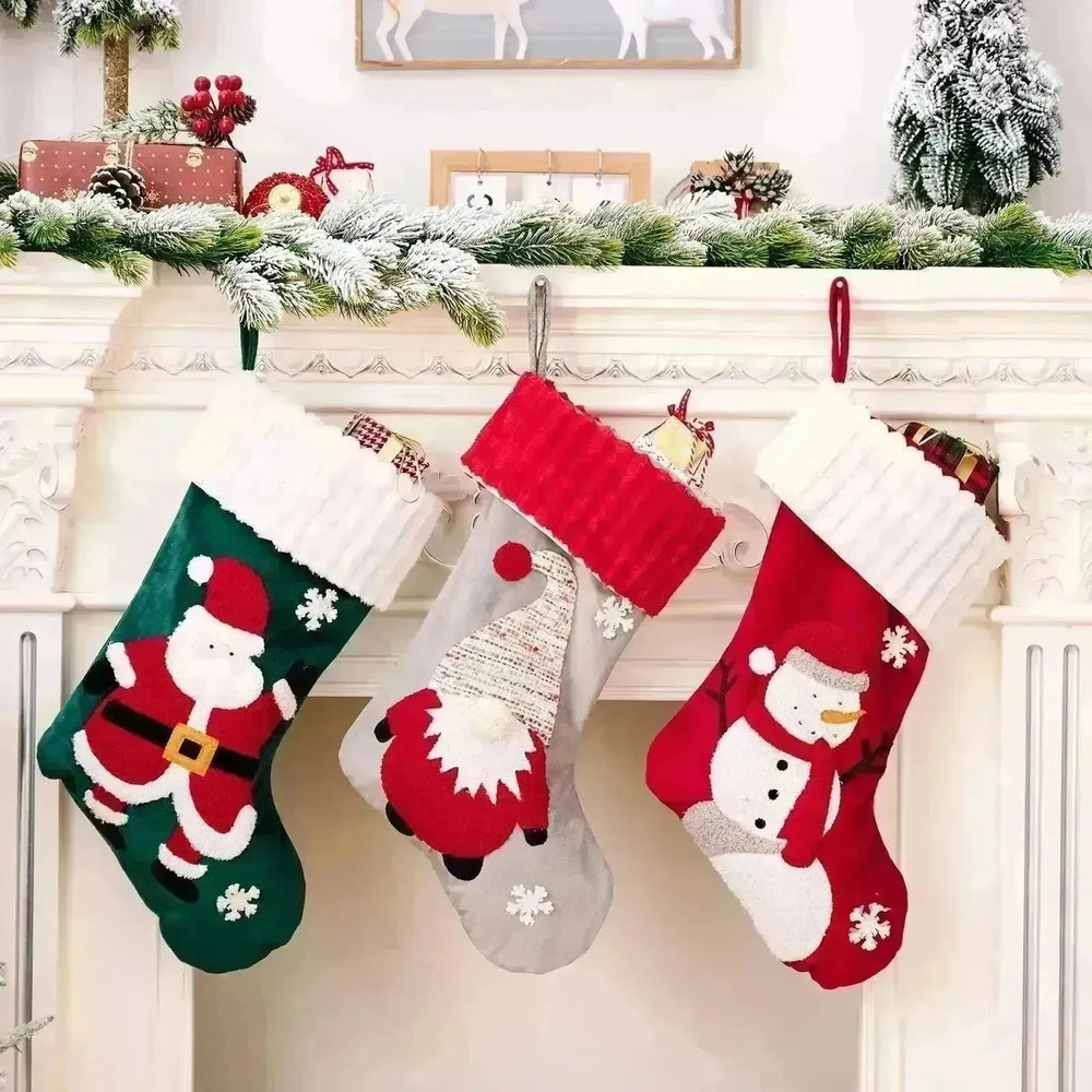 Christmas Decorations Gold Velvet Patch Christmas Stockings - EX-STOCK CANADA