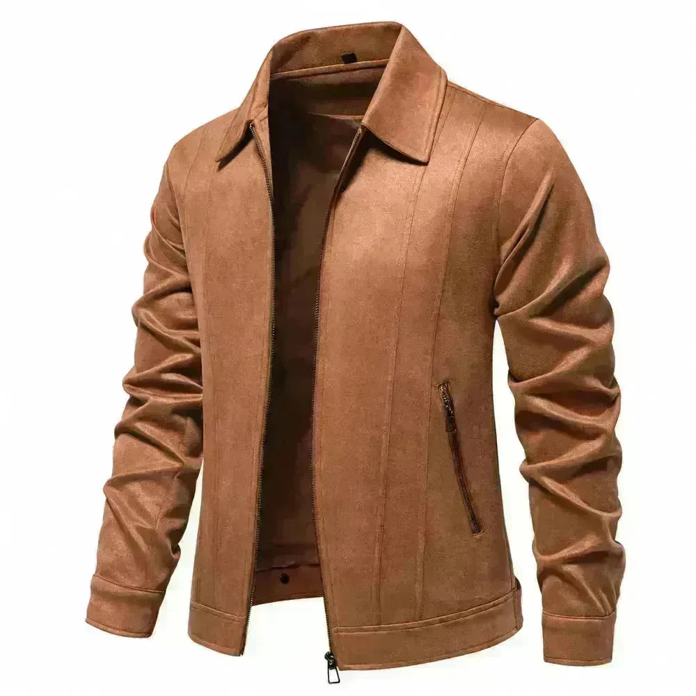 Fashion Lapel Zipper Jacket Autumn And Winter Solid Suede Coat Men's Clothing Outdoor - EX-STOCK CANADA