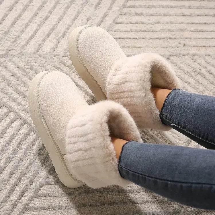Thick-soled Plush Snow Boots Winter Warm Mid-tube Furry Cotton Shoes For Women Short Boot - EX-STOCK Canada