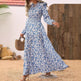 Elegant ladies Spring And Autumn Long Sleeve Floral maxi Dress - EX-STOCK Canada