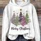 Round Neck Hooded Long Sleeve Four Christmas Trees Loose Hoodie Sweatshirt - EX-STOCK Canada