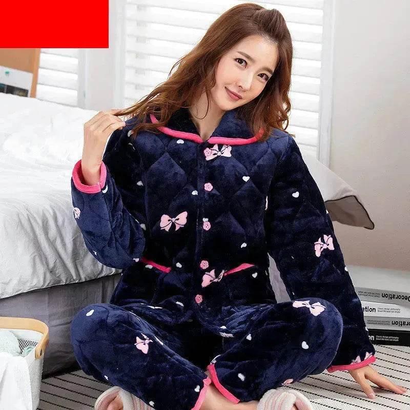 Plus Velvet Coral Winter Outfit Can Be Worn Outside Winter and Autumn pajamas and Sleepwear Loungewear - EX-STOCK Canada