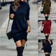 Long Sleeve Dress Solid Color High Neck Cross Short Cashmere Dress for Women - EX-STOCK CANADA