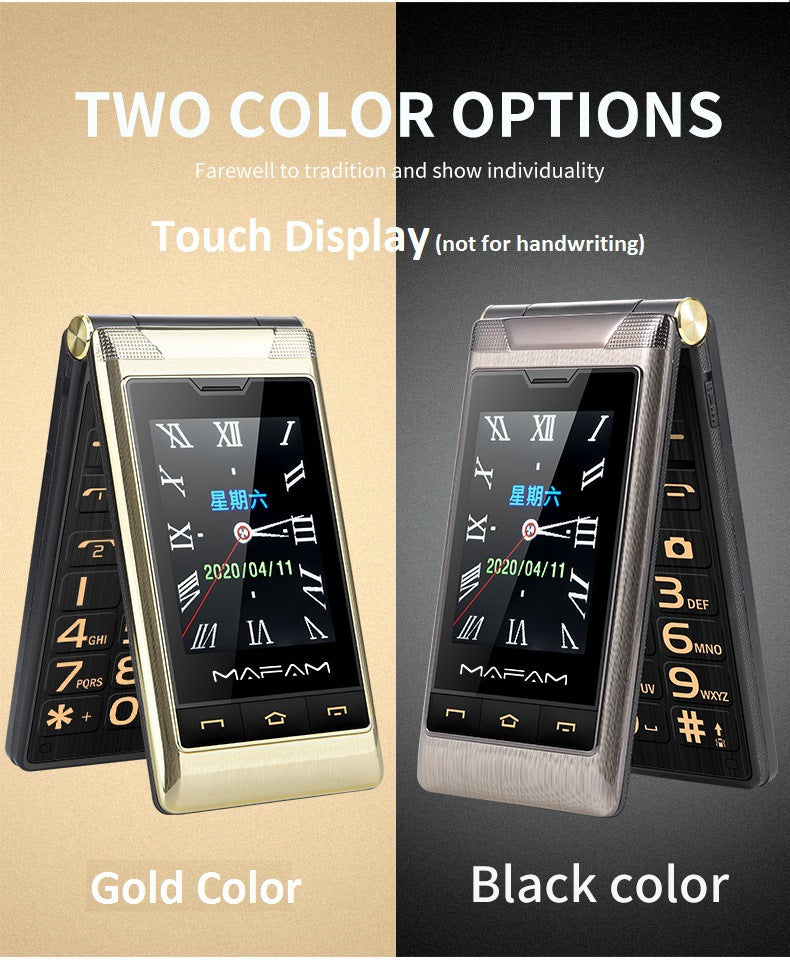 MAFAM Dual Screen Flip Phone – Big Button Senior Feature Phone, Dual SIM, 5900mAh
