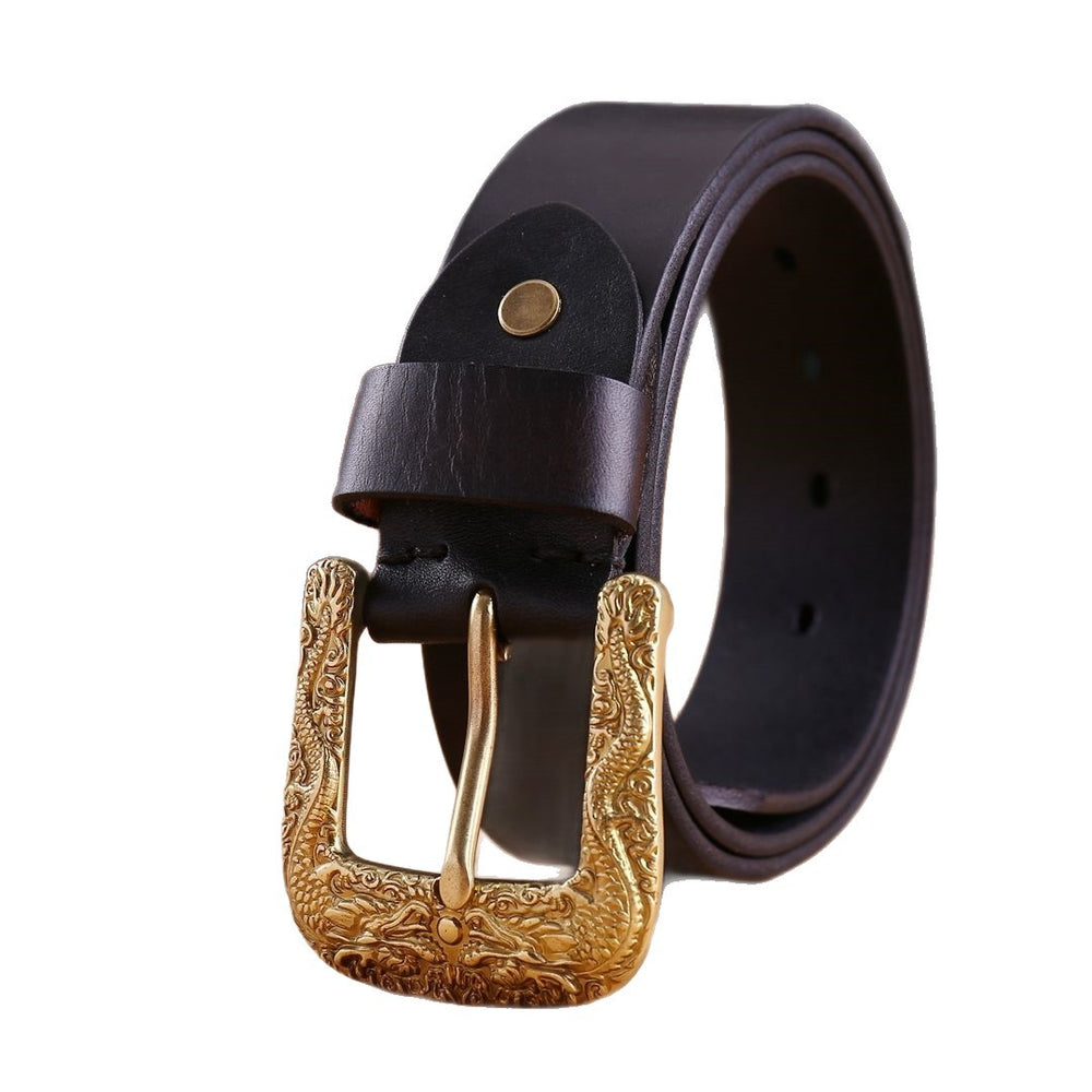 Men's Vintage Dragon-Buckle Leather Belt — product view 4 of 8 | EX-STOCK