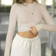 Elegant Chic Long sleeve Elastic Crop Top for Women - EX-STOCK CANADA