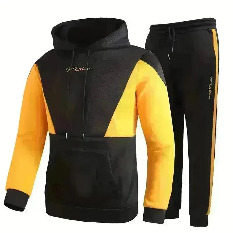 Casual Classic Plaid  Long Sleeve Sweatshirt Hoodie set Suit men - EX-STOCK CANADA