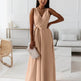 V-neck Sleeveless Dress With Belt Summer Fashion. - EX-STOCK Canada