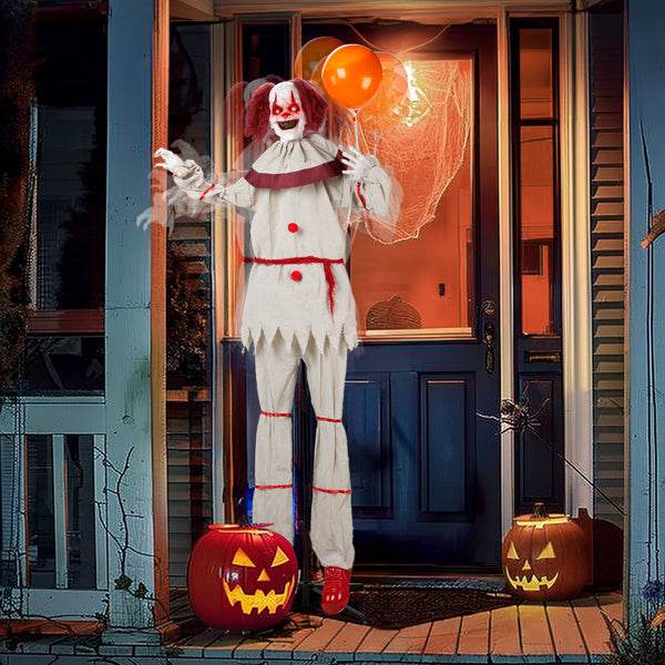 5.7ft Eye Red Light Vibration Clown Sound Voice Control, Standing Balloon Clown, Battery Model - Battery Not Included, Halloween Standing Decoration - EX-STOCK Canada