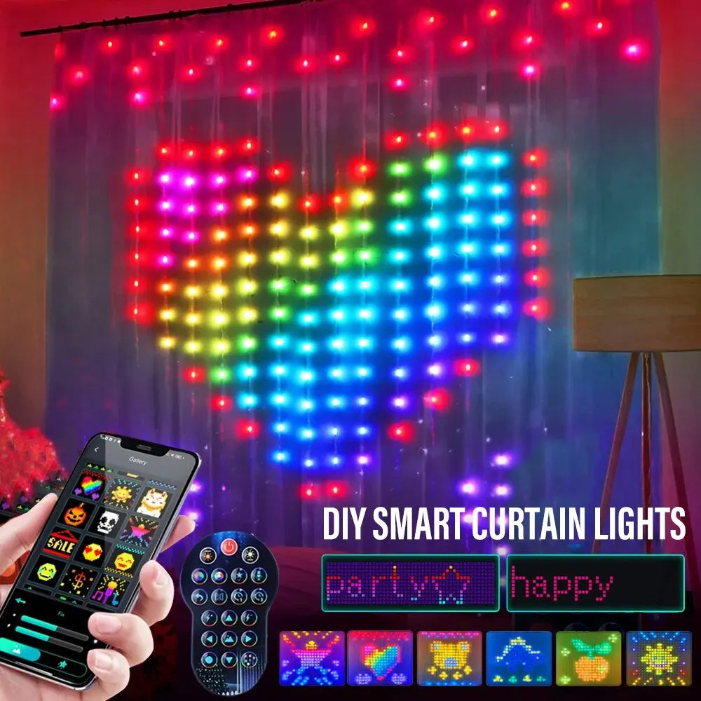 Bluetooth RGB LED Curtain String Lights — product view 1 of 12 | EX-STOCK