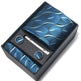 Blue patterned tie set with tie, tie clip, and cufflinks in a black box on a white background