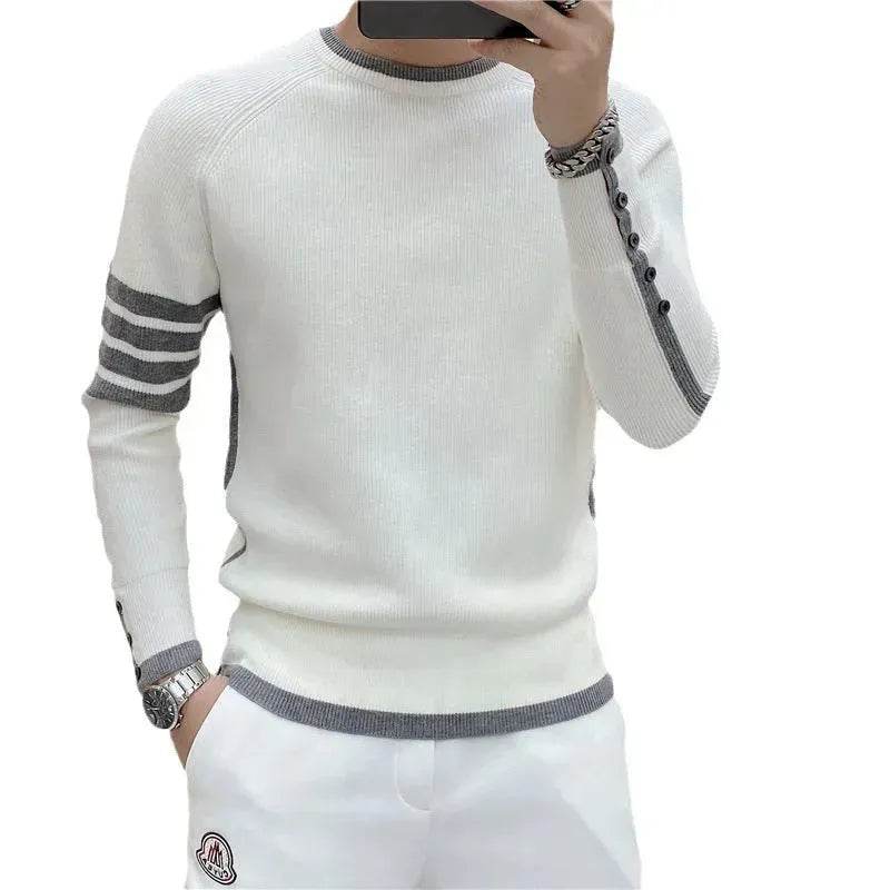 Simple All-match Slim fit Round Neck Pullover Sweater top for men - EX-STOCK Canada