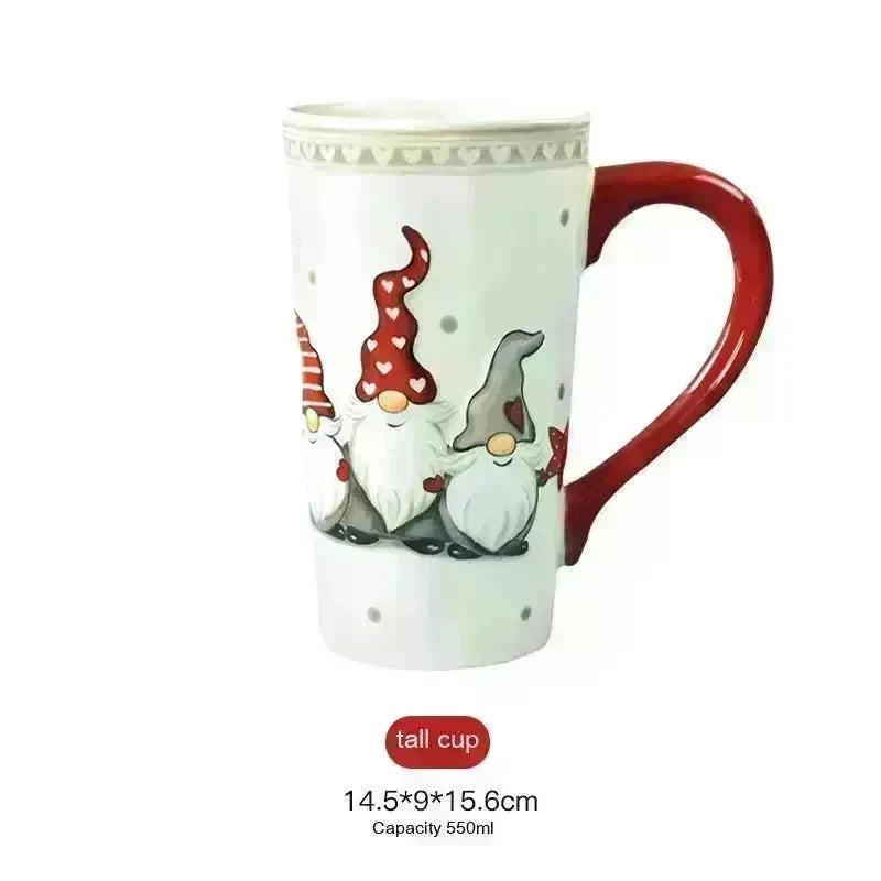 Christmas Large Capacity Nordic Christmas Tall Hat Ceramic Relief Mug Cup - EX-STOCK CANADA