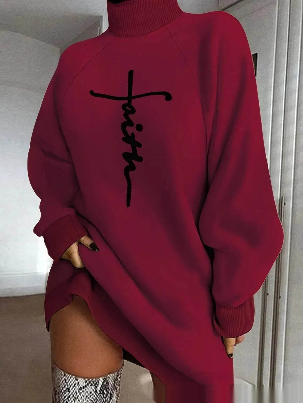 Autumn Winter Oversized Mini Sweatshirt Dress - EX-STOCK Canada