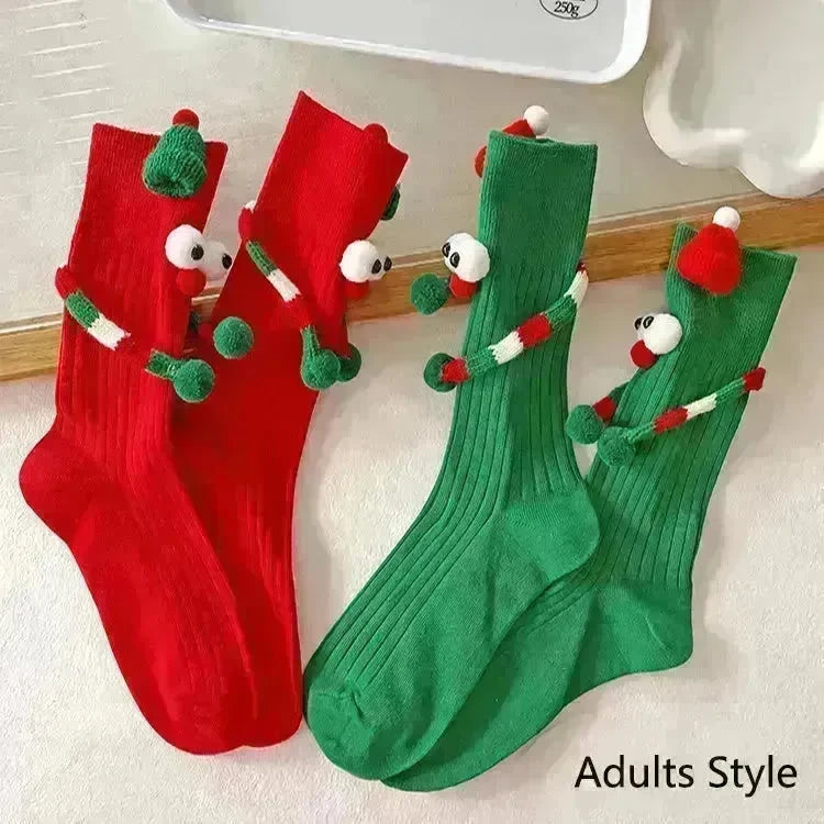 Cute Cartoon Christmas Socks Solid Cotton Middle-tube Stockings For Adults And Children - EX-STOCK CANADA