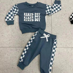 Children Plaid Printed Long-sleeve Sweater Set Casual baby outfit for Boys Baby two piece for boys - EX-STOCK Canada