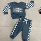 Children Plaid Printed Long-sleeve Sweater Set Casual baby outfit for Boys Baby two piece for boys - EX-STOCK Canada