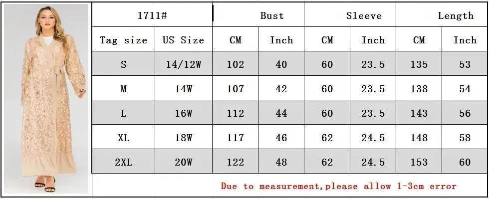 Champagne Sequined Abaya Dress for Dubai Turkey Women Dubai Abaya Kimono - EX-STOCK Canada