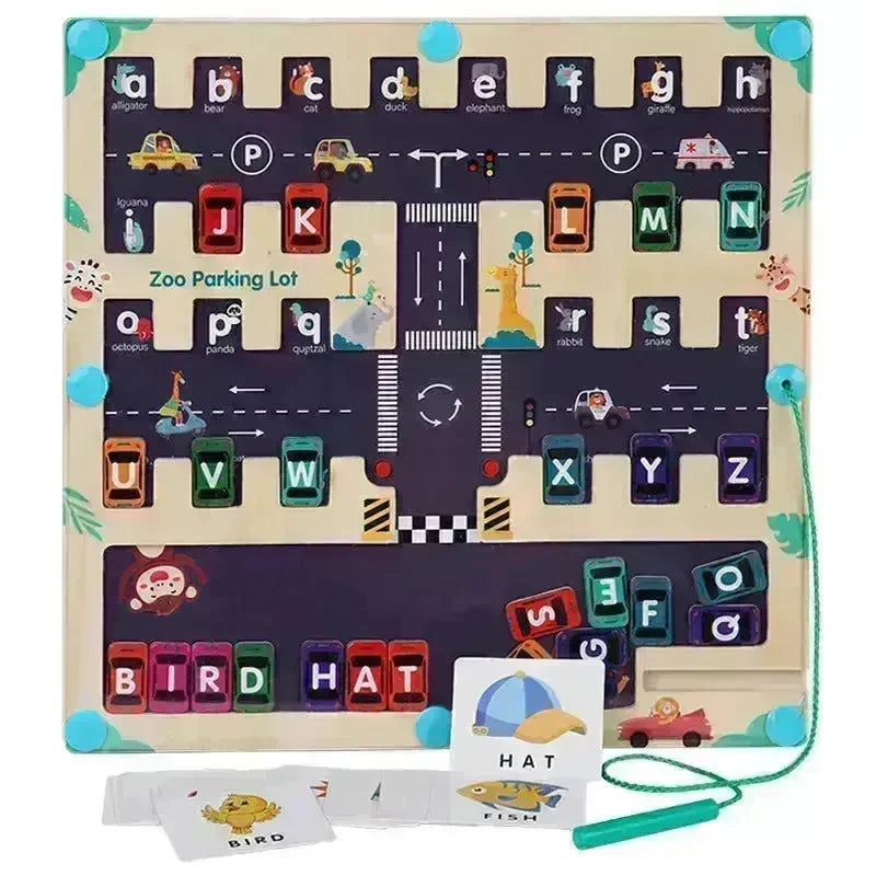 Magnetic Letters Matching Walking Parking Maze Letters Early Cognitive Montessori Educational Toys - EX-STOCK CANADA