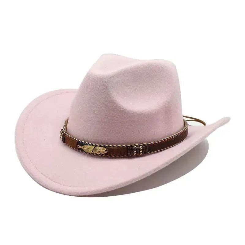 Ethnic Style Metal Feather Western Denim Top Hat Cowboy hat - EX-STOCK Canada