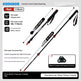 Kodenor three-section telescopic trekking poles in red and black, shown with product specifications, dimensions, and an accessory inset on a white background.