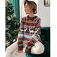 Women's Fashion Round Neck Loose Christmas Theme Jacquard Long Sleeve Sweater EX-STOCK Canada 