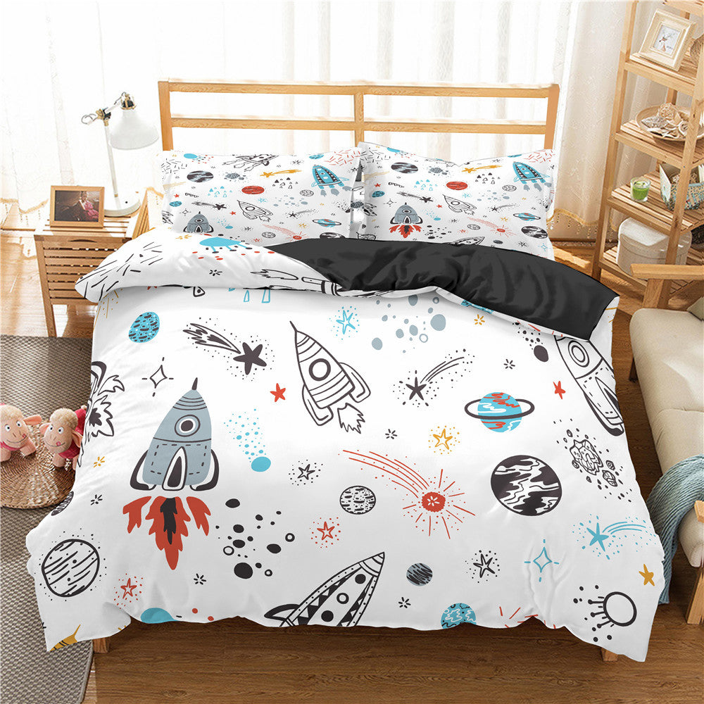 Cartoon Bedding Set Aerospace Astronaut Duvet Cover Quilt Cover Double Bed EX-STOCK Canada 