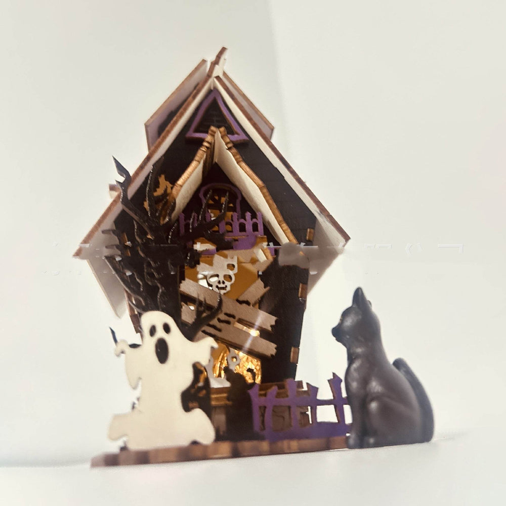 Halloween DIY Wooden Glowing Haunted House Table Decoration - EX-STOCK Canada