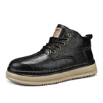 TPESO Retro Mid-Top Boots for Men – Chunky Sole Lace-Up Casual Ankle Boot black