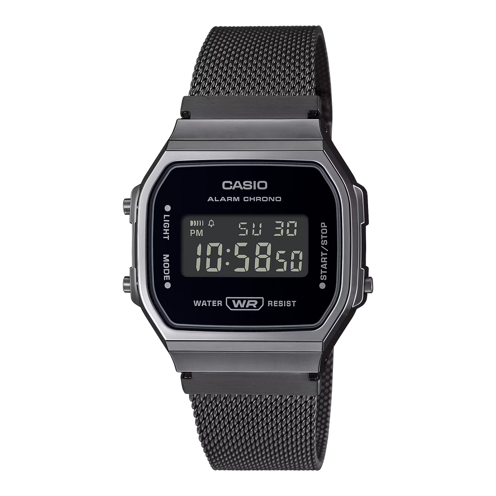 CASIO Iconique Go Rétro Boîtier Gunmetal et Noir | A168WEMB-1B 